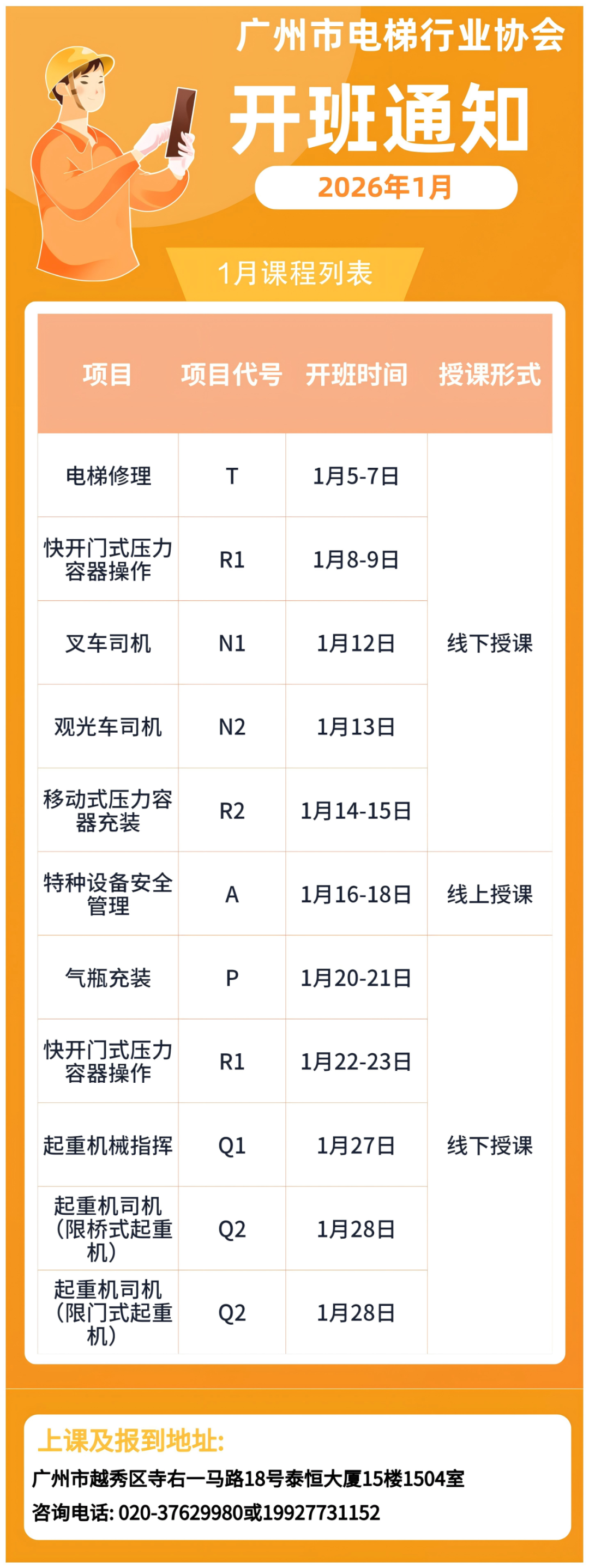 【培训专区】2026年1月开班通知
