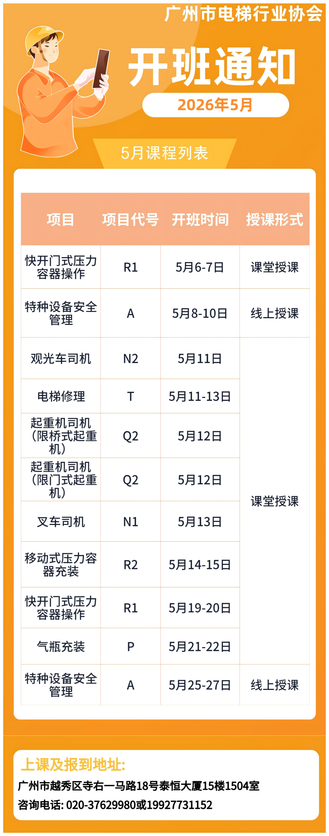 【培训专区】2026年5月开班通知